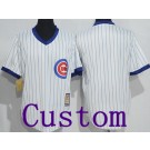 Men's Chicago Cubs Customized White Cooperstown  Throwback Cool Base Jersey