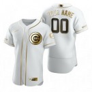 Men's Chicago Cubs Customized White Gold 2020 FlexBase Jersey