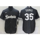 Men's Chicago White Sox #35 Frank Thomas Black 2021 City Cool Base Jersey