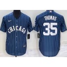 Men's Chicago White Sox #35 Frank Thomas Blue Stripes Cool Base Jersey