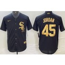 Men's Chicago White Sox #45 Michael Jordan Black Gold Cool Base Jersey