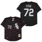 Men's Chicago White Sox #72 Carlton Fisk Black 1993 Throwback Jersey