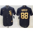 Men's Chicago White Sox #88 Luis Robert Black Gold Cool Base Jersey