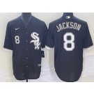 Men's Chicago White Sox #8 Bo Jackson Black Player Number Cool Base Jersey