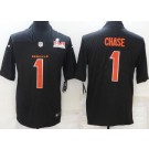 Men's Cincinnati Bengals #1 Ja'Marr Chase Limited Black Orange 2022 Super Bowl LVI Vapor Jersey