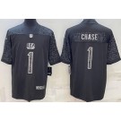 Men's Cincinnati Bengals #1 Ja'Marr Chase Limited Black RFLCTV Jersey