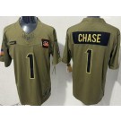 Men's Cincinnati Bengals #1 Ja'Marr Chase Limited Green 2025 Salute To Service Jersey