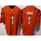 Men's Cincinnati Bengals #1 Ja'Marr Chase Limited Orange Fashion FUSE Vapor Jersey