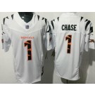 Men's Cincinnati Bengals #1 Ja'Marr Chase Limited White Fashion FUSE Vapor Jersey
