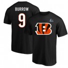 Men's Cincinnati Bengals #9 Joe Burrow Black Big Logo Super Bowl LVI Bound T-Shirt