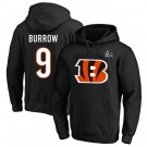 Men's Cincinnati Bengals #9 Joe Burrow Black Super Bowl LVI Bound Pullover Hoodie