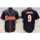 Men's Cincinnati Bengals #9 Joe Burrow Limited Black Baseball Jersey