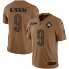 Men's Cincinnati Bengals #9 Joe Burrow Limited Brown 2023 Salute To Service Jersey