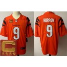 Men's Cincinnati Bengals #9 Joe Burrow Limited Orange Captain Patch Vapor Jersey