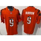 Men's Cincinnati Bengals #9 Joe Burrow Limited Orange Fashion FUSE Vapor Jersey