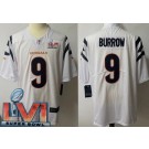 Men's Cincinnati Bengals #9 Joe Burrow Limited White 2022 Super Bowl LVI Bound Vapor Jersey