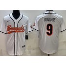 Men's Cincinnati Bengals #9 Joe Burrow Limited White Baseball Jersey