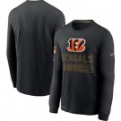 Men's Cincinnati Bengals Black 2020 Salute To Service Long Sleeves T Shirt 206