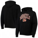 Men's Cincinnati Bengals Black Double Decker Headline Fleece Pullover Hoodie