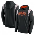 Men's Cincinnati Bengals Black Gray Sideline Athletic Stack Performance Pullover Hoodie