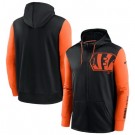 Men's Cincinnati Bengals Black Orange Fan Gear Mascot Performance Full Zip Hoodie