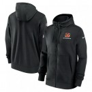 Men's Cincinnati Bengals Black Sideline Club Performance Full Zip Hoodie