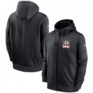 Men's Cincinnati Bengals Black Sideline Impact Lockup Performance Full Zip Pullover Hoodie