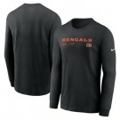 Men's Cincinnati Bengals Black Sideline Infograph Lock Up Performance Long Sleeve T Shirt
