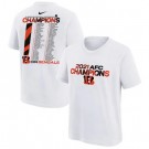 Men's Cincinnati Bengals White 2021 AFC Champions Roster T-Shirt