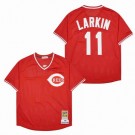 Men's Cincinnati Reds #11 Barry Larkin Red 1990 Mesh Throwback Jersey