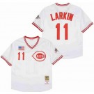 Men's Cincinnati Reds #11 Barry Larkin White 1990 Throwback Jersey