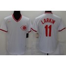 Men's Cincinnati Reds #11 Barry Larkin White Cooperstown Collection Jersey