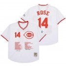 Men's Cincinnati Reds #14 Pete Rose White Achievement Throwback Jersey