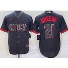 Men's Cincinnati Reds #21 Hunter Greene Black 2023 City Cool Base Jersey