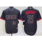 Men's Cincinnati Reds #21 Hunter Greene Black 2023 City Player Number Cool Base Jersey