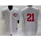Men's Cincinnati Reds #21 Hunter Greene White 2022 Field of Dreams Cool Base Jersey