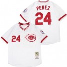 Men's Cincinnati Reds #24 Tony Perez White 1976 Throwback Jersey