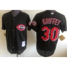 Men's Cincinnati Reds #30 Ken Griffey Black Throwback Jersey