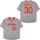 Men's Cincinnati Reds #30 Ken Griffey Gray 2004 Throwback Jersey