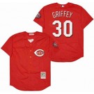 Men's Cincinnati Reds #30 Ken Griffey Red Mesh Throwback Jersey