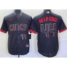 Men's Cincinnati Reds #44 Elly De La Cruz Black 2023 City Connect Player Number Cool Base Jersey