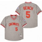 Men's Cincinnati Reds #5 Johnny Bench Gray 1976 Throwback Jersey