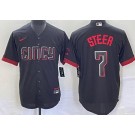 Men's Cincinnati Reds #7 Spencer Steer Black 2023 City Connect Cool Base Jersey