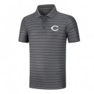 Men's Cincinnati Reds Anthracite Collection Striped Performance Pique Polo