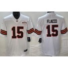 Men's Cleveland Browns #15 Joe Flacco Limited White Throwback Vapor Jersey