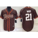 Men's Cleveland Browns #21 Denzel Ward Brown Baseball Jersey