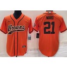 Men's Cleveland Browns #21 Denzel Ward Orange Baseball Jersey