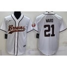 Men's Cleveland Browns #21 Denzel Ward White Baseball Jersey