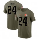 Men's Cleveland Browns #24 Nick Chubb Olive 2022 Salute To Service T Shirt