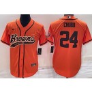Men's Cleveland Browns #24 Nick Chubb Orange Baseball Jersey